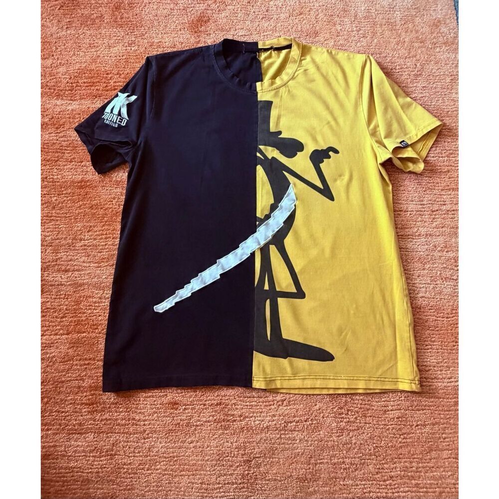 Black Keys Graphic Split Tee XL Black Yellow Stretch Short Sleeve